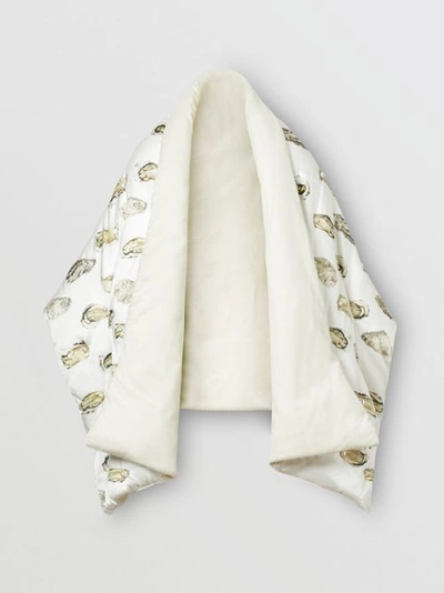 Shop Burberry Oyster Print Puffer Scarf In Natural White