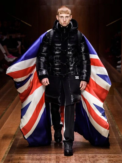 Shop Burberry Union Jack And Logo Print Oversized Puffer Cape In Multicolour
