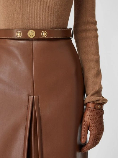 Shop Burberry Triple Stud Leather Belt In Tan