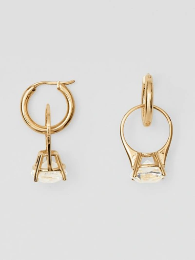 Shop Burberry Crystal Ring Detail Gold-plated Hoop Earrings In Light Gold/crystal