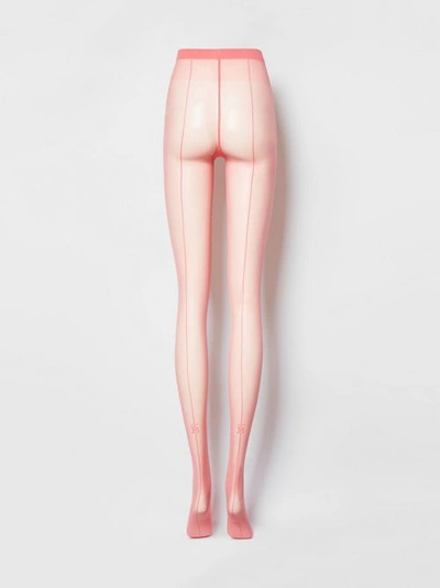 Shop Burberry Monogram Motif Seamed Tights In Bright Pink