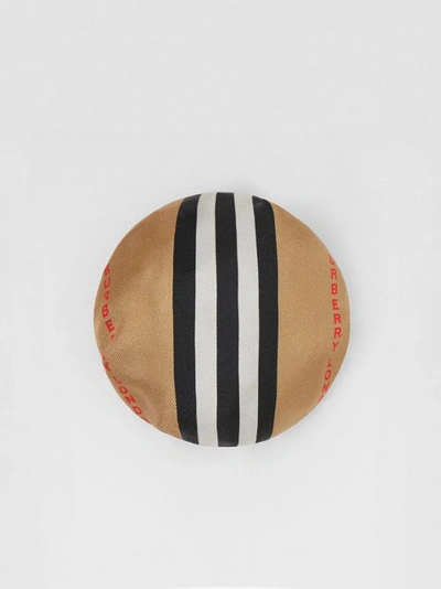 Shop Burberry Icon Stripe Silk Chignon Cover In Beige