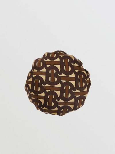 Shop Burberry Monogram Print Silk Chignon Cover In Brown