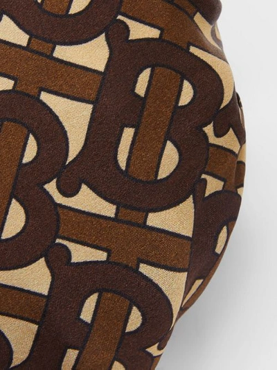 Shop Burberry Monogram Print Silk Chignon Cover In Brown