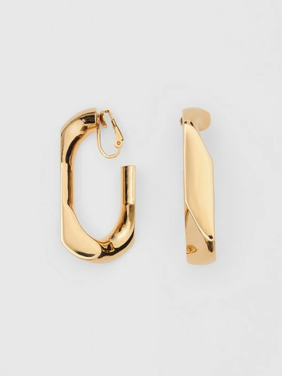 Shop Burberry Large Gold-plated Chain Link Earrings In Light Gold