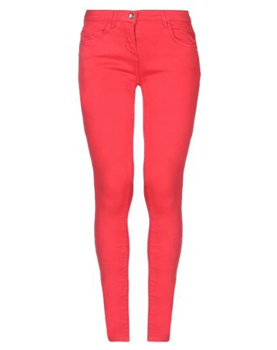 Shop Patrizia Pepe Woman Jeans Coral Size 29 Cotton, Polyester, Elastane In Red