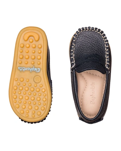 Elephantito Boy's Alex Leather Driver Loafers, Toddler/kids In Navy