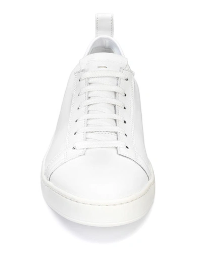 Shop Santoni Men's Clean Iconic Stretch Leather Sneakers In White