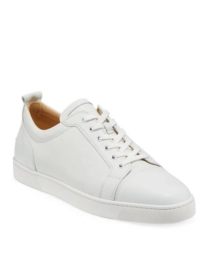 Shop Christian Louboutin Men's Louis Junior Leather Red Sole Sneakers In White