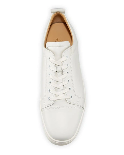 Shop Christian Louboutin Men's Louis Junior Leather Red Sole Sneakers In White