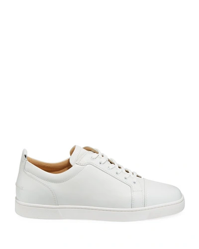 Shop Christian Louboutin Men's Louis Junior Leather Red Sole Sneakers In White