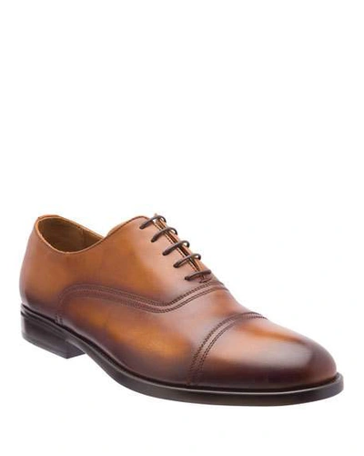 Shop Bruno Magli Men's Butler Burnished Leather Oxford Shoes In Brown
