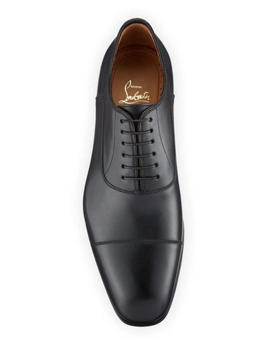 CHRISTIAN LOUBOUTIN: Greggo lace-up shoes in leather - Black  Christian  Louboutin brogue shoes 1150376 online at