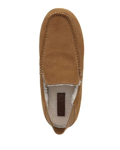 Shop Vince Men's Gino Lamb-shearling & Suede Slippers In Beige