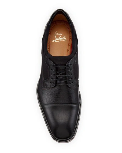 Shop Christian Louboutin Men's Mika Sky Leather Lace Up In Black