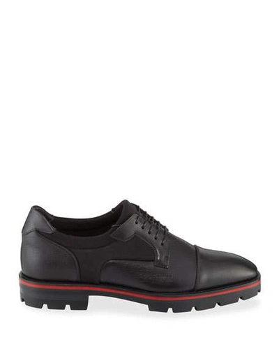 Shop Christian Louboutin Men's Mika Sky Leather Lace Up In Black