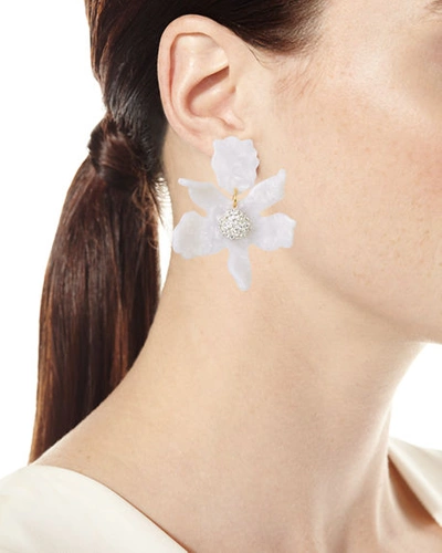 Shop Lele Sadoughi Small Crystal Lily Drop Earrings In Pearl