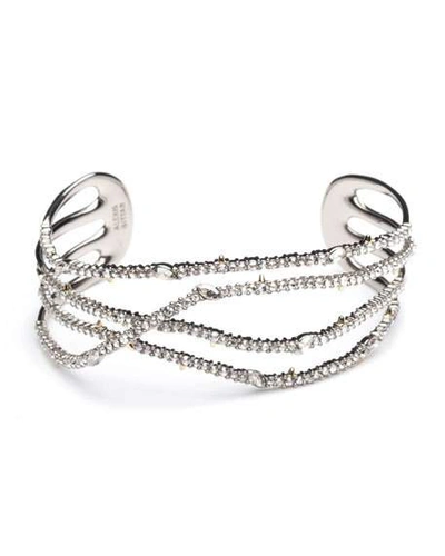 Shop Alexis Bittar Pave Orbiting Cuff In Silver