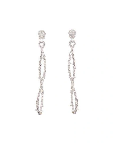 Shop Alexis Bittar Twisted Linear Pave Post Earrings In Silver