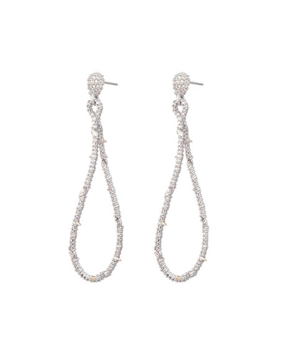 Shop Alexis Bittar Twisted Linear Pave Post Earrings In Silver