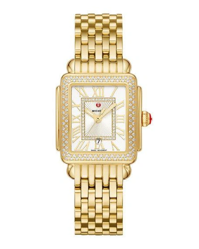 Shop Michele Deco Madison Mid Diamond Watch, Gold