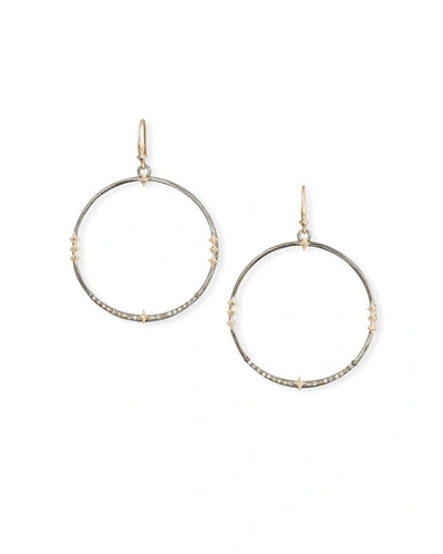 Shop Armenta Cuento Hoop-drop Earrings W/ Diamond Crivelli In Silver