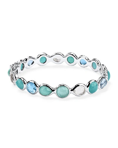 Shop Ippolita Silver Rock Candy All Around Hinged Bangle In Blue Pattern
