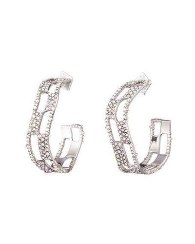 Shop Alexis Bittar Pave Checkerboard Hoop Earrings In Silver