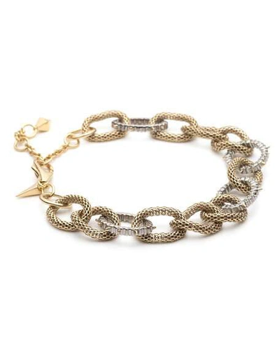 Shop Alexis Bittar Crystal Encrusted Mesh Chain Link Soft Bracelet In Gold
