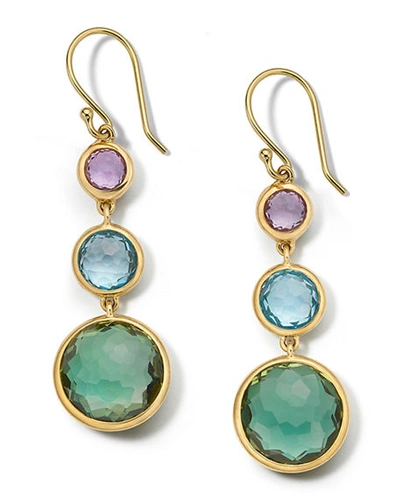 Shop Ippolita 18k Lollipop&reg; Small Three-stone Drop Earrings In Purple/green