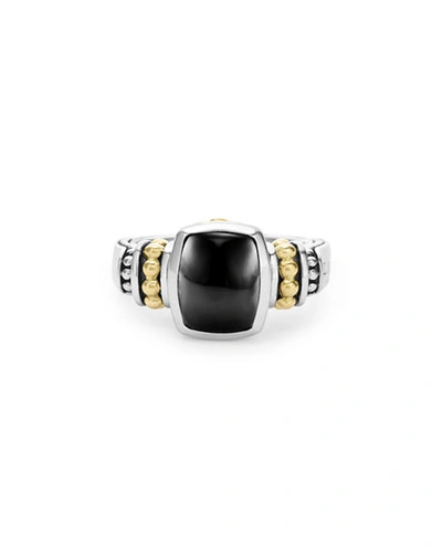 Shop Lagos Caviar Color 10mm Ring In Onyx