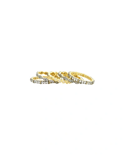 Shop Freida Rothman Classic Mixed-stack Rings, Set Of 5 In Black/gold