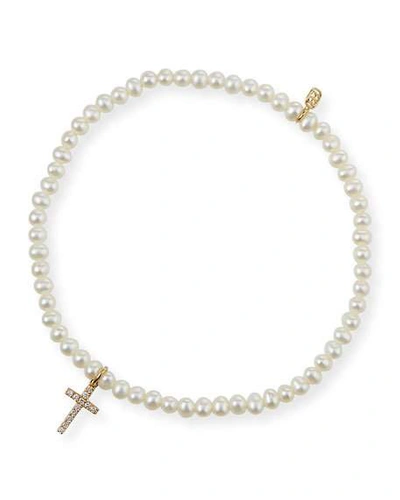 Shop Sydney Evan 14k Diamond Cross & Pearl Bracelet
