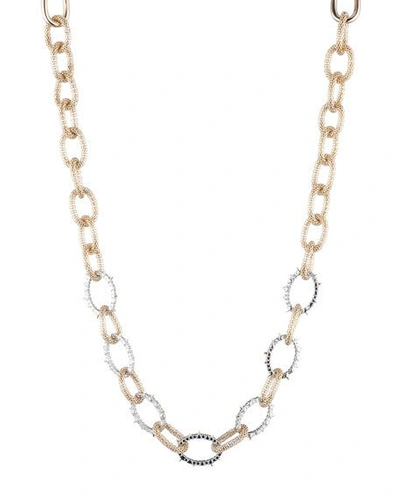 Shop Alexis Bittar Crystal Encrusted Mesh Chain Link Necklace In Gold