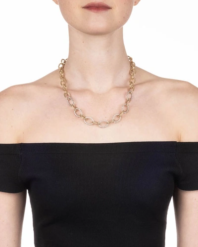 Shop Alexis Bittar Crystal Encrusted Mesh Chain Link Necklace In Gold