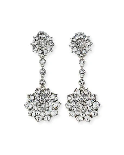 Shop Oscar De La Renta Classic Jeweled Clip-on Earrings In Silver