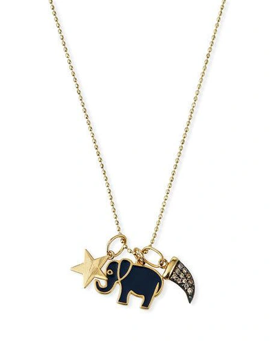 Shop Sydney Evan 14k Enamel & Diamond Elephant Charm Necklace In Gold
