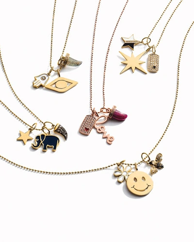 Shop Sydney Evan 14k Enamel & Diamond Elephant Charm Necklace In Gold