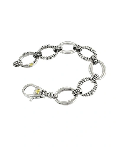 Shop Lagos Smooth & Fluted Caviar Link Bracelet In Silver