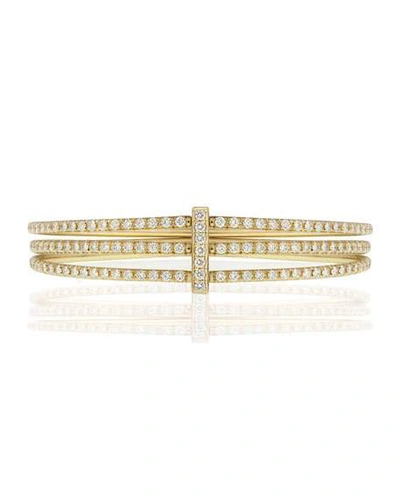 Shop Carelle Moderne 18k Gold Three-row Diamond Bangle