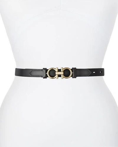 Shop Ferragamo Gancini-buckle Leather Rolo Belt In Nero