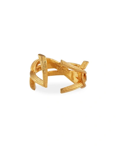 Shop Saint Laurent Ysl Monogram Split Ring In Gold