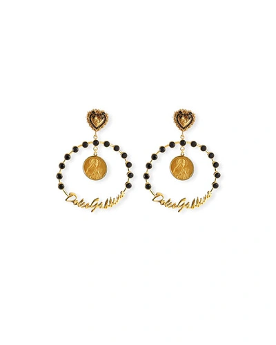 Shop Dolce & Gabbana Crazy For Sicily Hoop Earrings In Black