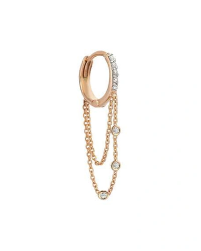 Shop Kismet By Milka Colors 14k Rose Gold Triple-chain Hoop Earring With Champagne Diamonds