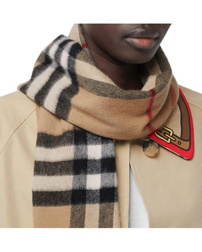 Burberry Giant Check Tasselled-trim Cashmere Scarf In Beige | ModeSens