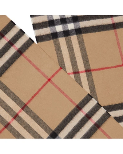 Burberry Giant Check Tasselled-trim Cashmere Scarf In Archive Beige