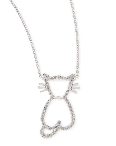 Shop Roberto Coin Pave Diamond Cat Pendant Necklace In White Gold
