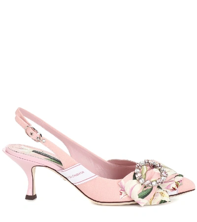 Shop Dolce & Gabbana Floral Slingback Pumps In Pink
