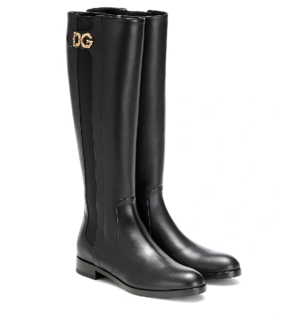 Shop Dolce & Gabbana Knee-high Leather Boots In Black