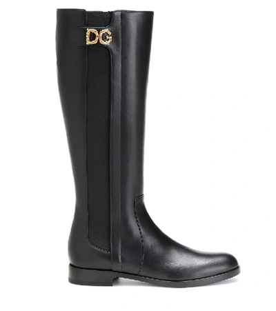 Shop Dolce & Gabbana Knee-high Leather Boots In Black